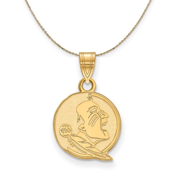 14K Yellow Gold Florida State Small Logo Necklace - 30 Inch